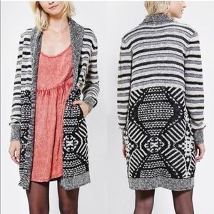 UO Ecote Mix Intarsia Striped Long Cardigan